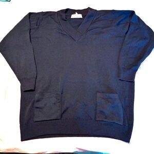 Hodgson of Scotland 100% Merino Wool Men's L V Neck Pullover Sweater Pockets